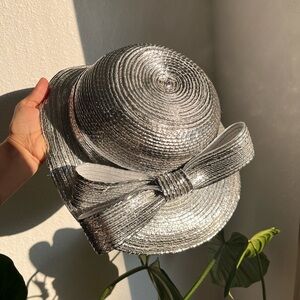 Vintage Frank Olive the gold standard Silver Metallic Hat